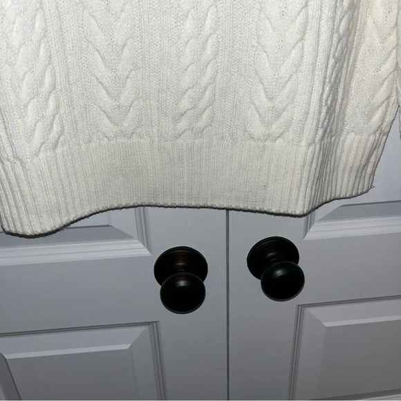 ZARA Women's Cream And Blue Striped Knit 1/4 Zip Long Sleeve Sweater Size Med - Picture 7 of 8